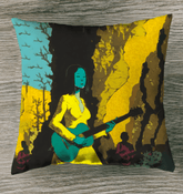 NS-873 outdoor pillow on a sunny patio chair.