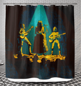 NS-851 waterproof shower curtain in a modern bathroom setting.