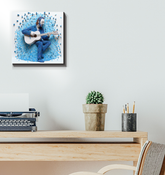 Lunar Lullaby canvas showcasing serene night sky with moon and stars