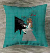 Decorative Enchanted Meadow patterned indoor pillow on a cozy sofa.