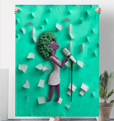 Lunar Symphony Sherpa Blanket spread out, showcasing its unique design.