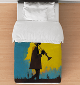 SurArt 123 Duvet Cover elegantly placed on a bed, showcasing its contemporary design.