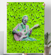 Celestial design sherpa blanket in cozy room setting.