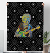 Lotus Dreams Sherpa Blanket spread on a bed, showcasing its cozy texture.