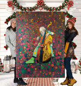 Close-up of Serenity Blossom Sherpa Blanket with floral design