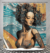 Retro Surf Vibes Shower Curtain Ride The Waves Of Nostalgia - Beyond T-shirts