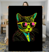 Artistic Cat Strokes Sherpa Blanket - Beyond T-shirts