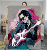 Linear Harmony Sherpa Blanket folded neatly, highlighting its stylish linear patterns.