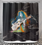 Elegant shower curtain with Meadow Melodies design for a serene bathroom.