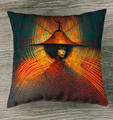 Colorful tropical pattern on outdoor garden pillow