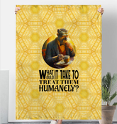 Aristocratic monkey in a sophisticated outfit on a Sherpa blanket.