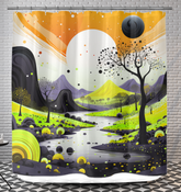 Enchanting Evening Estuary River Landscape Curtain