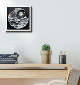 Wrapped canvas depicting harvest and fallow fields.