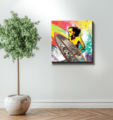 Surfing 5 29 Wrapped Canvas displayed in interior