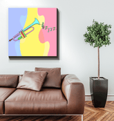 Trumpet Line Art Wrapped Canvas - Beyond T-shirts