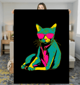 Lively Cat Mischief Sherpa Blanket - Beyond T-shirts