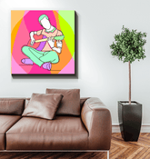 Man Playing Guitar Line Art 1 Wrapped Canvas - Beyond T-shirts