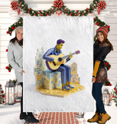 Whispering Wings Sherpa Blanket spread on a bed, showcasing its design.