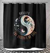 Shower curtain featuring Sunset Glow Ying Yang design.