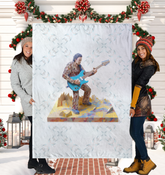 Orchid Bloom Sherpa Blanket spread out on a bed, showcasing its elegant design and plush texture.