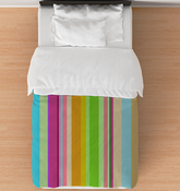 Heritage Stripe Comforter on a beautifully made bed, showcasing elegant stripes and plush texture.