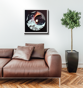 Wrapped canvas depicting tranquil ripple and stillness scene.