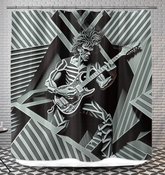 Grunge Grime Shower Curtain showcasing its unique design against a white bathroom background.