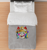 Front view of Mermaid Lagoon Magic Comforter on a bed.