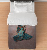 A close-up of the vibrant garden-themed design on the Garden Glee Comforter.