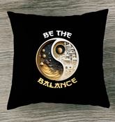 Ying Yang indoor pillow featuring sun and moon design.