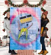 Sherpa blanket featuring Pigeon Pose for flexibility.