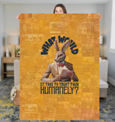 Hipster rabbit with glasses on a sherpa blanket.