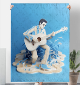 Celestial Crane Sherpa Blanket displayed on a comfortable living room sofa.