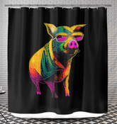 Brighten your bathroom with the Curious Piglet's Haven Shower Curtain, featuring a playful piglet design for a touch of whimsy.