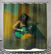 NS-806 elegant waterproof shower curtain in a beautifully designed bathroom.