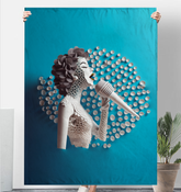 Geometric patterned Zen Sherpa blanket in soft hues, perfect for cozy decor.