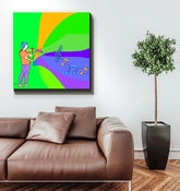 Lady Playing Violin Line Art Wrapped Canvas - Beyond T-shirts