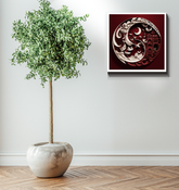 Wrapped canvas depicting blooming and barren landscapes.