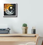 Wrapped canvas depicting the contrast of fire and ice.