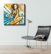 Surfing 5 31 Wrapped Canvas on display
