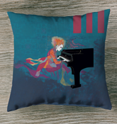 Close-up of Sunshine Sprouts Indoor Pillow on a cozy couch.