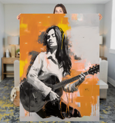 Golden Sunset Minimalist Abstract Sherpa Blanket