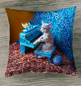 Colorful Vibrant Fiesta Fans design on outdoor pillow.