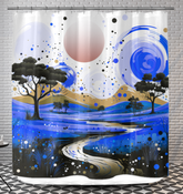 Serene Sunset Silhouettes Landscape Curtain