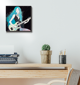 Close-up of Dahlia Dreams wrapped canvas floral print.