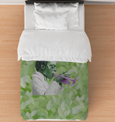 Starlit Origami Dreams Comforter spread on bed, highlighting the intricate star patterns.