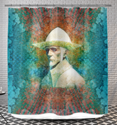 Mystical Majesty Shower Curtain hanging in a modern bathroom