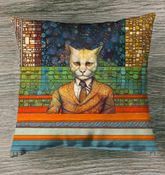 Moonlit night theme outdoor cushion with cat design