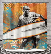 Sunset Surfer's Dream Shower Curtain Dive Into Coastal Comfort - Beyond T-shirts