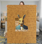 Classy Rabbit Butler serving tea on a sherpa blanket.